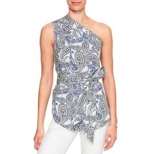 Banana Republic Paisley Print One Shoulder Tie Top